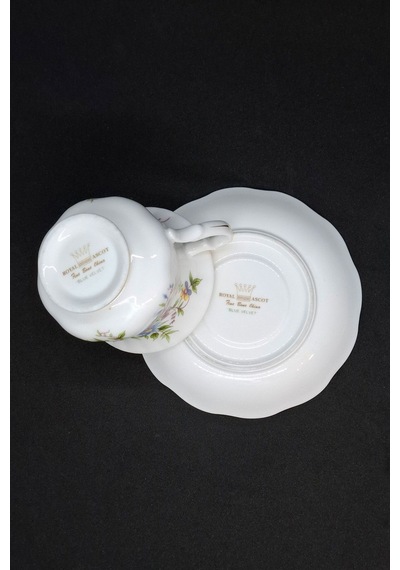Royal Ascot Mavi Kadife Vintage Duble Kahve Fincanı 2 Parça 180 Ml Mavi-kırmızı