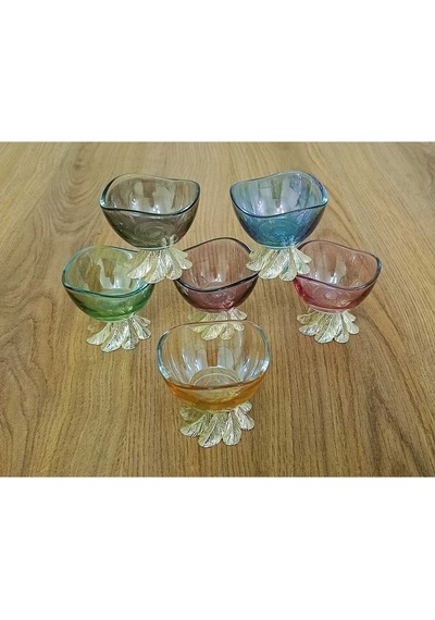 Elta Collection 6 Lı Kahve Yanı Renkli Mini Lokumluk Şekerlik Sosluk Reçellik Çerezlik Kase Altın