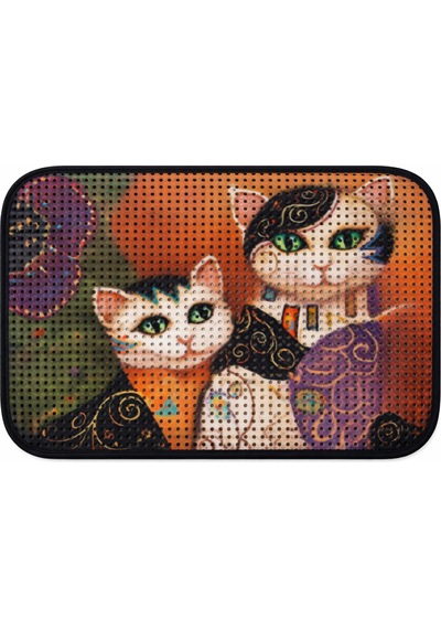 Petesia Elekli Desenli Kedi Tuvalet Önü Paspası 60 X 45 Cm Maske
