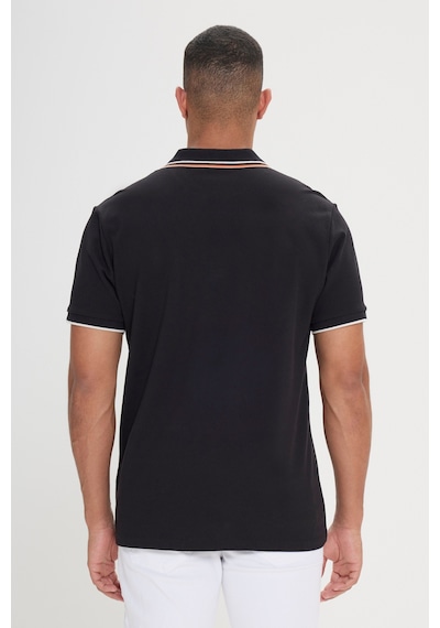 Ac&co Erkek Sıyah Slim Fit Dar Kesim %100 Pamuk Polo Yaka Tişört Siyah