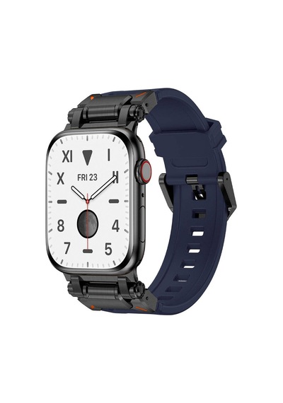 Kilifone -  Apple Uyumlu  Watch  42mm - Kordon Titanyum Metal Başlıklı Silikon Kordon Krd-101