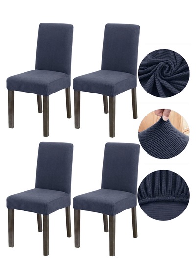 Bambu Nano Kumaş Likralı Lastikli Sandalye Kılıfı Yıkanabilir Esnek Sandalye Örtüsü 4 Lü Set Antrasit