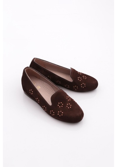 Dgn 447 Kadin Loafer Ayakkabi Kahve Süet