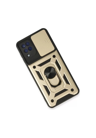 Newface Samsung Galaxy A22 Kılıf Pars Lens Yüzüklü Silikon - Gold