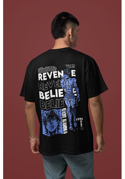 Baki Hanma Baki Wiki Revenge Believe Sırt Baskılı Unisex Oversize Siyah
