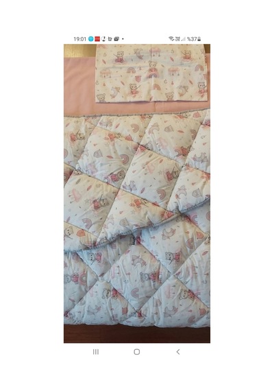 Manora %100 Pamuk Bebek Uyku Seti Yumuşak Yorganlı- Sevimli Ayıcık & Gökkuşağı Tasarımı 3 Parça Full Set Beyaz - 855367002