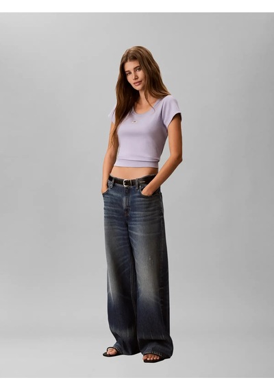 Calvin Klein Woven Label 2x2 Baby, Vbk Mor Kadın T-shirt