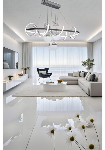 Modern Sarkıt Kıvrımlı Çember 3 Renk Powerled Krom 3 Toplu Led Avize Krom