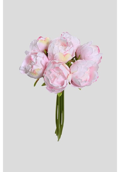 Pembe Premium Yapay Peony Şakayık Çiçeği Buketi 7 Dallı Lüx İpeksi Dokulu 25 Cm