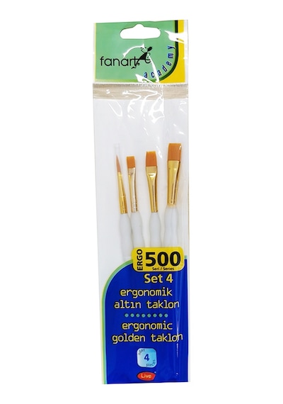 Fanart Ergonomik Altın Taklon Fırça Seti 500 Seri 4Lü Set 4