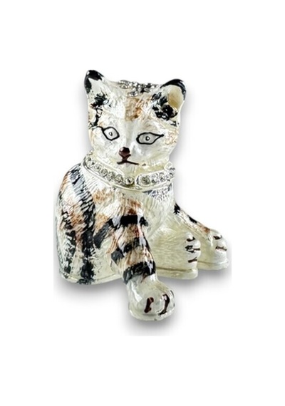 Taş Detaylı Çizgili Kedi Biblo Çelik Metal 7x6 CM Taş Detaylı Çizgili Kedi Biblo Çelik Metal 7x6 CM