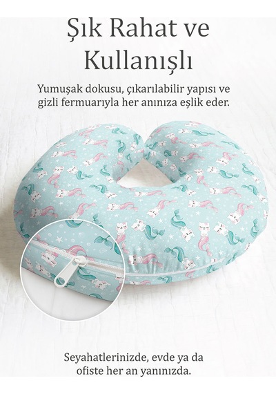 Denizkızı Kedili Pamuklu Boyun Yastığı - Pastel Nane Pembe Çocuk & Yetişkin Seyahat Yastığı Canlı Gün Doğumu Fırtına Mavisi Denizkızı Kedili Pamuklu Boyun Yastığı - Pastel Nane Pembe Çocuk & Yetişkin Seyahat Yastığı Canlı Gün Doğumu Fırtına Mavisi