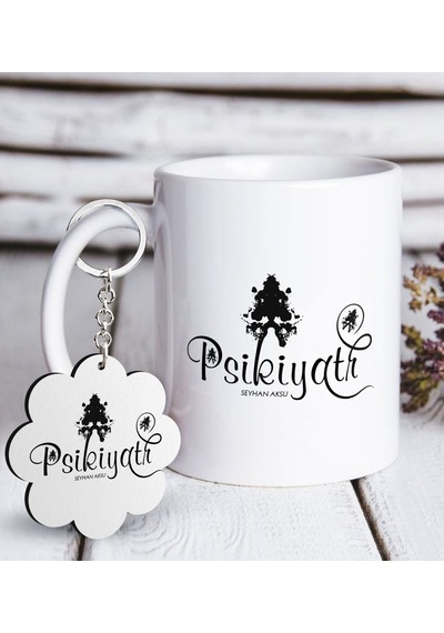 Kişiye Özel Mesleki Psikiyatr Beyaz Kupa Ve Anahtarlık Set
