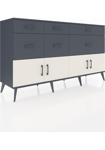 Hyperion Konsol Tek Raflı 6 Çekmeceli 4 Kapaklı 176x44x99 Antrasi Antrasit-aytaşı/antrasit Hyperion Konsol Tek Raflı 6 Çekmeceli 4 Kapaklı 176x44x99 Antrasi Antrasit-aytaşı/antrasit