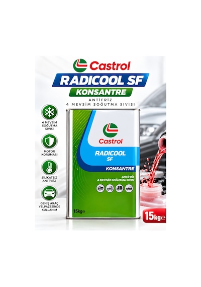 Castrol Radicool Sf Konsantre Antifriz 15 Kg G12+ Oat Silikatsız 4 Mevsim Kırmızı Antifriz