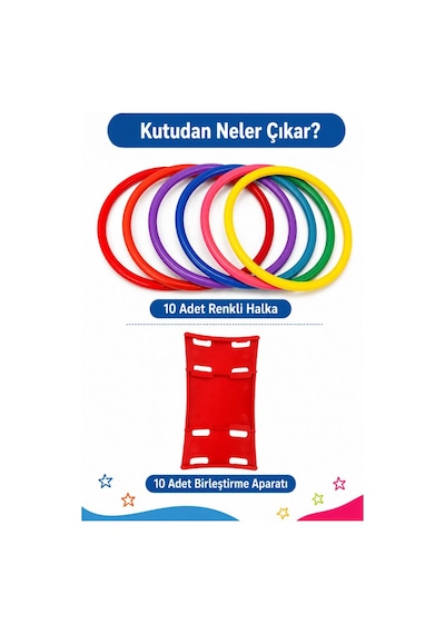 Sek Sek Halka Oyunu 10 Renkli Halka Birleştirmeli Parkur Oyuncağı Denge Ve Koordinasyon Eğitici Oyuncak