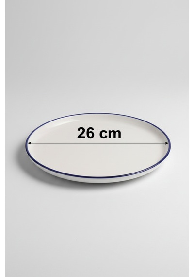 6'lı Toledo Servis Tabağı 26cm Rim Lacivert Rinart Krem