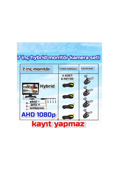 Tarımsal Araçlara 7'' Ekran 4 Ad 1080p Ahd Kamera -kayıtsız -12 V