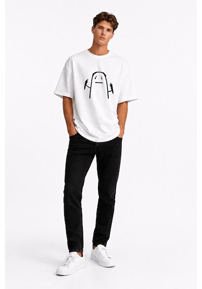 Nevermind Saç Yolma Temalı Çift Kombini Oversize Unisex Tişört Sevgili Tişö Beyaz