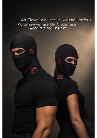 Street Biker Air Flow Yazlık Balaklava Motorcu Maskesi - Nefes Alan Kask İçi Unisex Yüz Maskesi Siyah