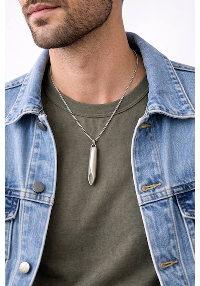 Minimal Metal Silindir Erkek Kolye Modern Ve Maskülen Tasarım Çok renkli