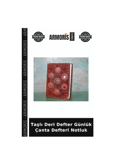 Taşlı Deri Defter Günlük Çanta Defteri Notluk Çok Renkli