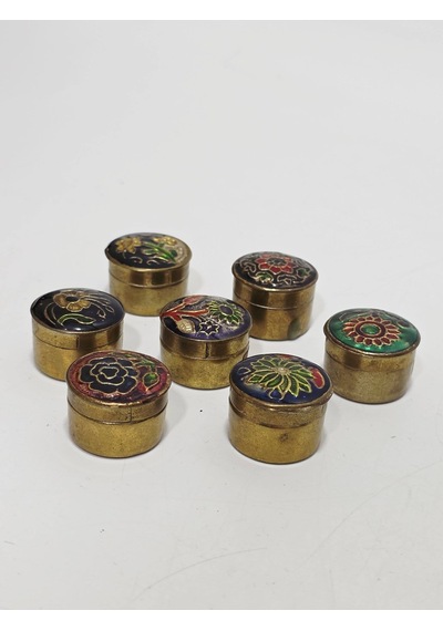 Antika Cloisonne Minyatür Kutu 2,3cm 7 Adet