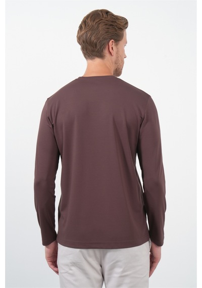 İmza Kahverengi Bisiklet Yaka Uzun Kol Örme Standart Fit Esnek Sweatshirt 1013260150