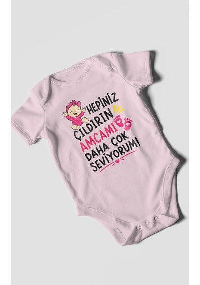 Morivokids Amcaya Özel Kısa Kollu Bebek Body %100 Pamuk Zbn166-kk Bebe Pembe