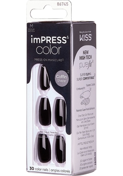 İmpress Color Kendinden Yapışkanlı Takma Tırnak Uzun Siyah
