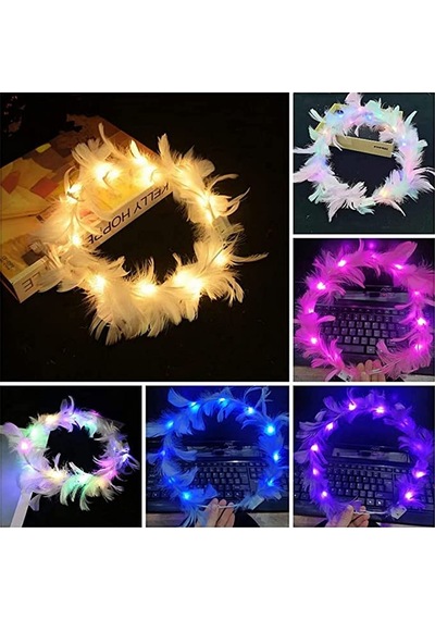 Led Işıklı Rgb 3 Fonksiyonlu Otrişli Parti Tacı Pembe Renk