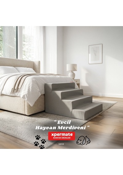 Xpermate Köpek Merdiveni Kedi Merdiveni 4 Basamaklı Evcil Hayvan Merdiveni 60 x 72 x 40 CM