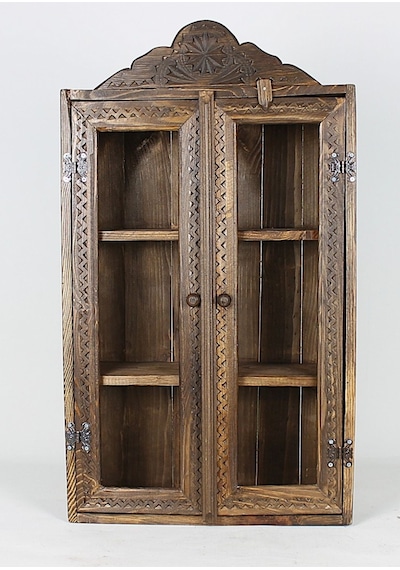 Eskitme Ahşap Ecza Dolabı 40x69x12 Cm. Siyah