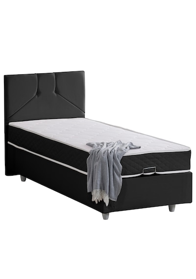Wick Tek Kişilik Baza Başlık Letto Yatak Seti - Antrasit 90 x 190