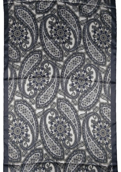 Mim Eşarp Sina İpek Etnik Desenli Jan Jan Şal 75x190 Cm Siyah - Kahve