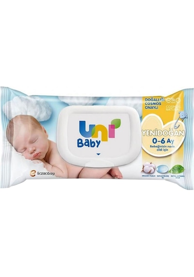 Uni Baby Yenidoğan Islak Pamuk Mendil 40'Lı