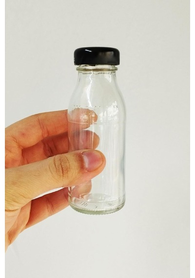 125 Ml Şeffaf Derin Siyah Metal Kapaklı Cam Şişe 125 Cc Meşrubat Şişesi Deep 6 Adet Çok Renkli