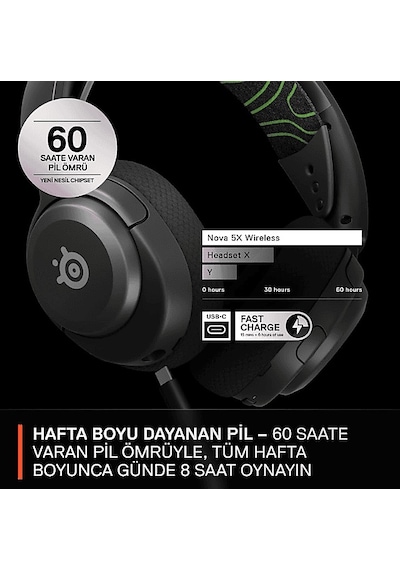 SteelSeries Arctis Nova 5X Kablosuz Mikrofonlu Kulak Üstü Oyuncu Kulaklığı