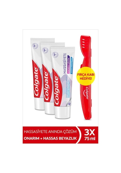 Colgate Hassasiyete Pro Çözüm Beyazlatıcı Pro Relief Diş Macunu 75 Ml X 3 Adet + Fırça Kabı Hediye