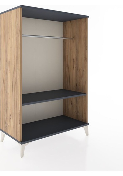 Hyperion Dolap Tek Raflı Tek Askılı 88x44x134 Çam-antrasit Çam