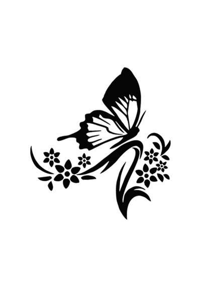 Kelebek Çiçek Araba Sticker Yapıştırması 2