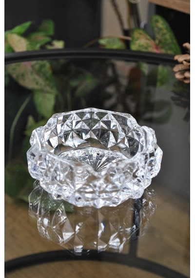 Dazzling Yuvarlak Cam Kristal Lüks Küllük - Kül Tablası 11 Cm