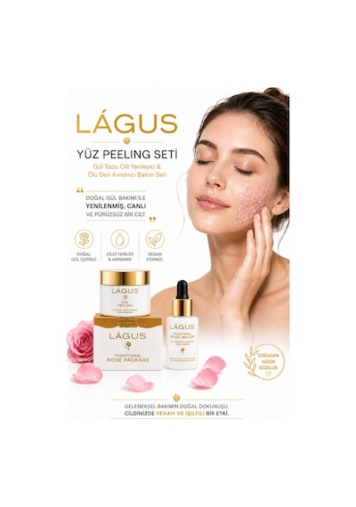 Lágus Yüz Peeling Seti Gül Tozlu Cilt Yenileyici ve Ölü Deri Arındırıcı Bakım Seti