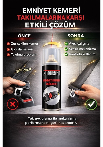 Emniyet Kemeri Yağlayıcı Sprey 200 Ml Araç Emniyet Kemeri Mekanizma Kaydırıcı