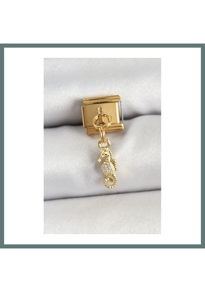 Bezos 316l Çelik Sallantılı Zirkon Taşlı Deniz Atı Model Gold Renk Nomination Charm Ventra