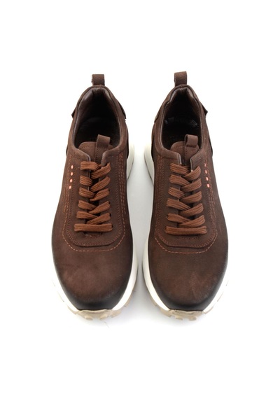 Bambi Kahve Hakiki Deri Erkek Sneaker E01011034701
