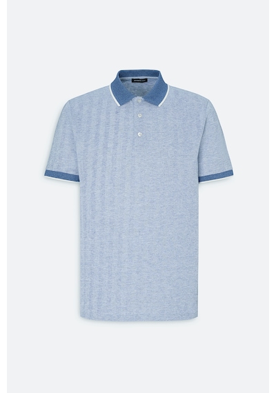 AC&Co / Altınyıldız Classics  Erkek Mavı Slim Fit Dar Kesim Pamuklu Jakarlı Polo Yaka Tişört Mavı