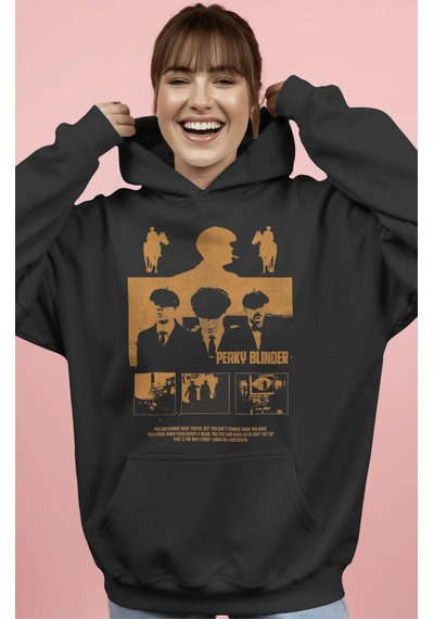 Sevbano Efsane Dizi Peaky Blinders Tommy Shelby Ön Baskılı Unisex Oversiz Siyah