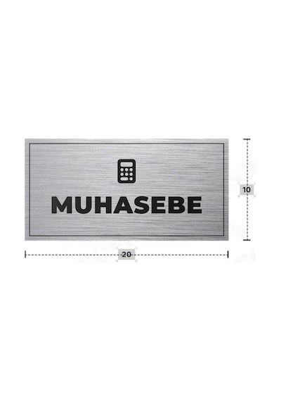 Muhasebe Yazılı - Metal - Gümüş Renk - Kapı İsimliği - 20x10 Cm