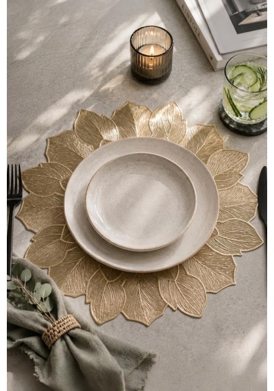 6 Lı Amerikan Servisi Supla Yuvarlak Gold 38 Cm 77510 Çok Renkli
